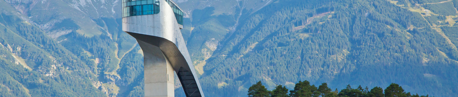     Bergisel ski jump with view to Karwendel mountains 